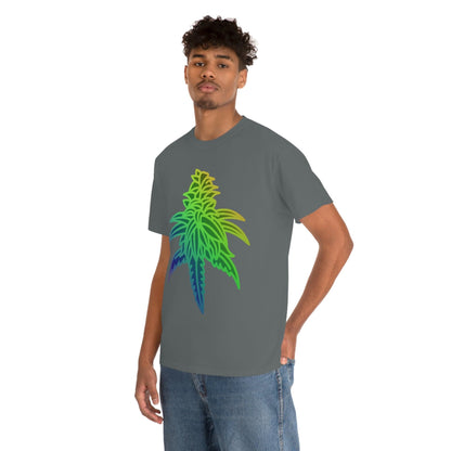 a man wearing a Rainbow Sherbet Cannabis Tee.