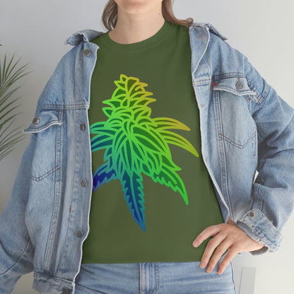 a woman wearing a Rainbow Sherbet Cannabis Tee.