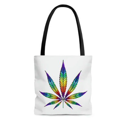 Rainbow weed large white tote bag