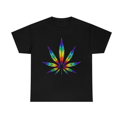 a Rainbow Cannabis Leaf Tee