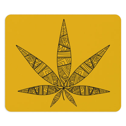 a yellow Tribal Weed Leaf Mouse Pad.