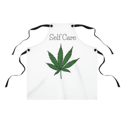 Self Care Weed Leaf Chef's Apron with cannabis leaf
