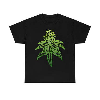 a black Sour Diesel Cannabis Tee with a green marijuana leaf on it.