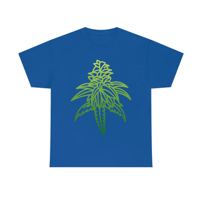 a Sour Diesel Cannabis Tee with a green marijuana leaf on it.