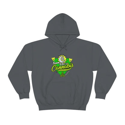 a Team Hybrid Cannabis Pullover Hoodie with the word cannabis on it.