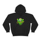a Team Hybrid Cannabis Pullover Hoodie with a green and yellow logo on it.