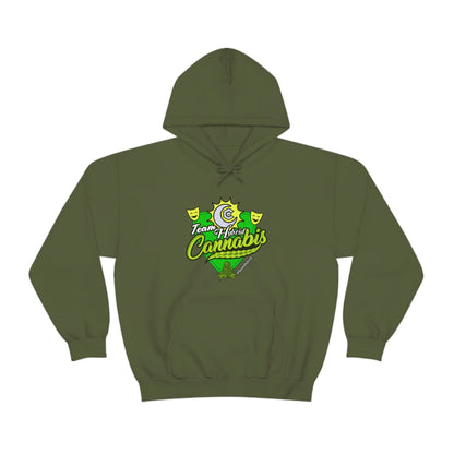 a Team Hybrid Cannabis Pullover Hoodie with the word cannabis on it.