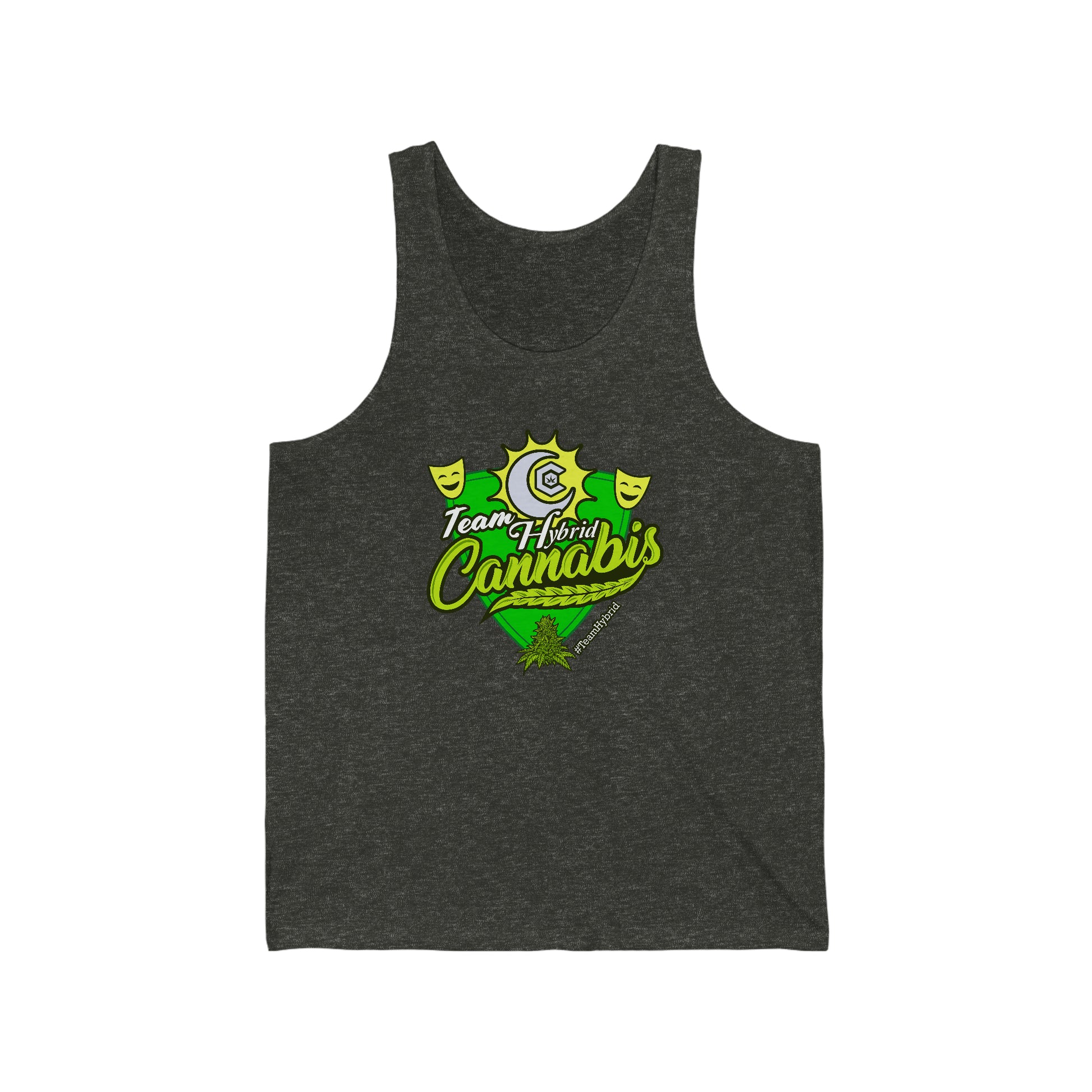a charcoal black team hybrid cannabis tank top shirt
