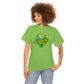 a woman wearing a lime green Team Hybrid Cannabis T-Shirt.