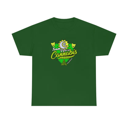 A Team Hybrid Cannabis T-Shirt with the word cannabis on it.