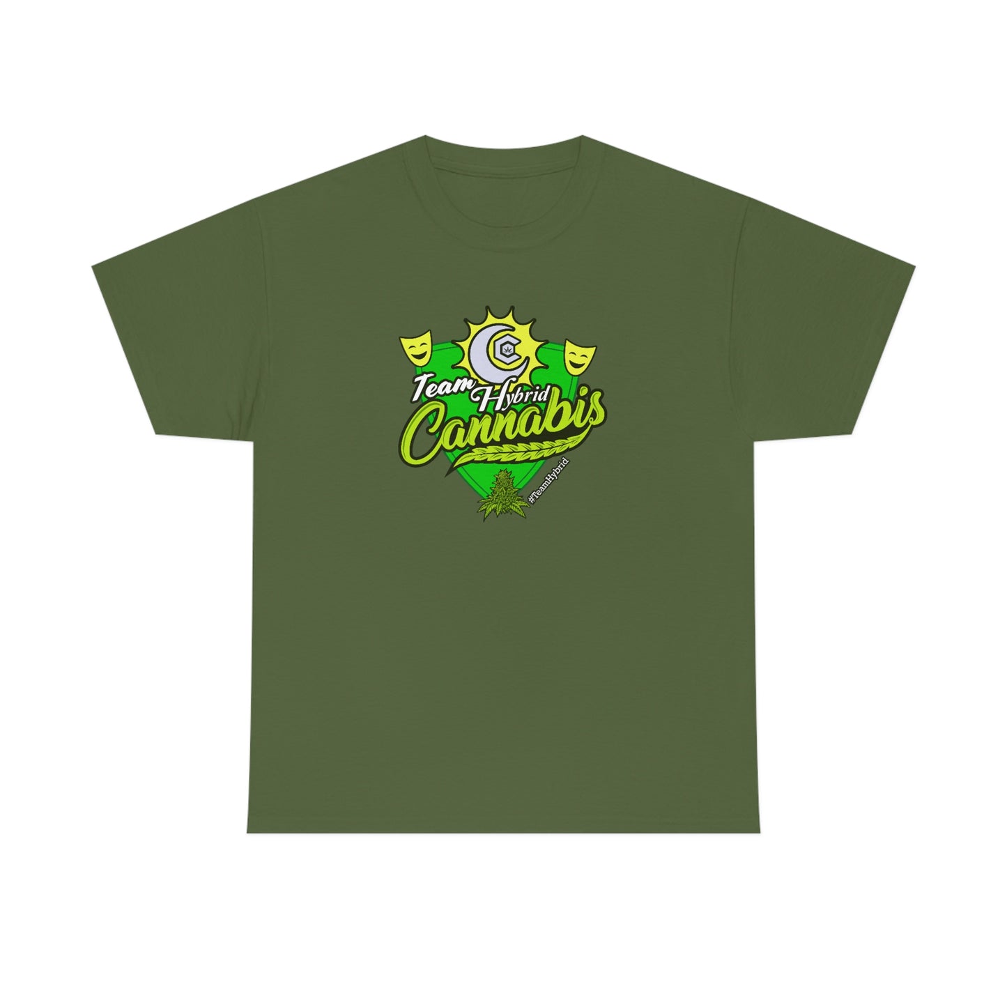 a green Team Hybrid Cannabis T-Shirt