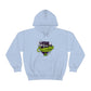 a light blue Team Indica Cannabis Pullover with a purple and green logo.