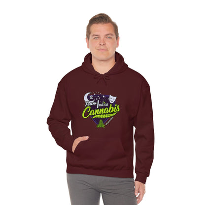 a man wearing a Team Indica Cannabis Pullover