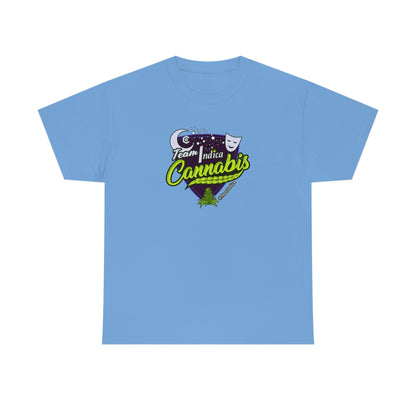 a Team Indica Cannabis T-Shirt with the word cannabis on it.