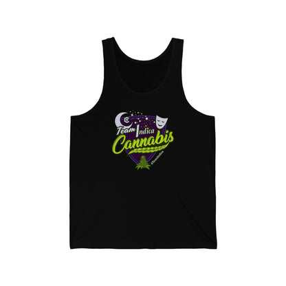 a Team Indica Cannabis Jersey Tank with the word cannabis on it.