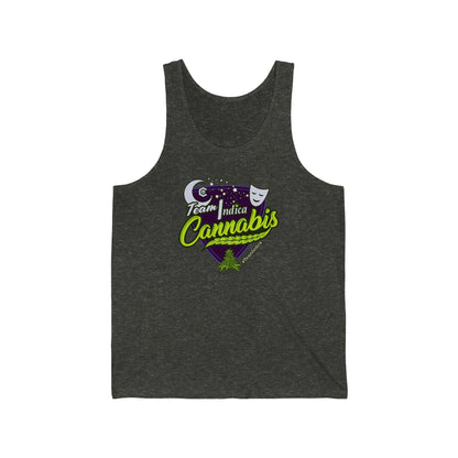 a charcoal black team indica cannabis tank top shirt