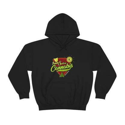 a Team Sativa Stoner Sweatshirt with the word cannabis on it.