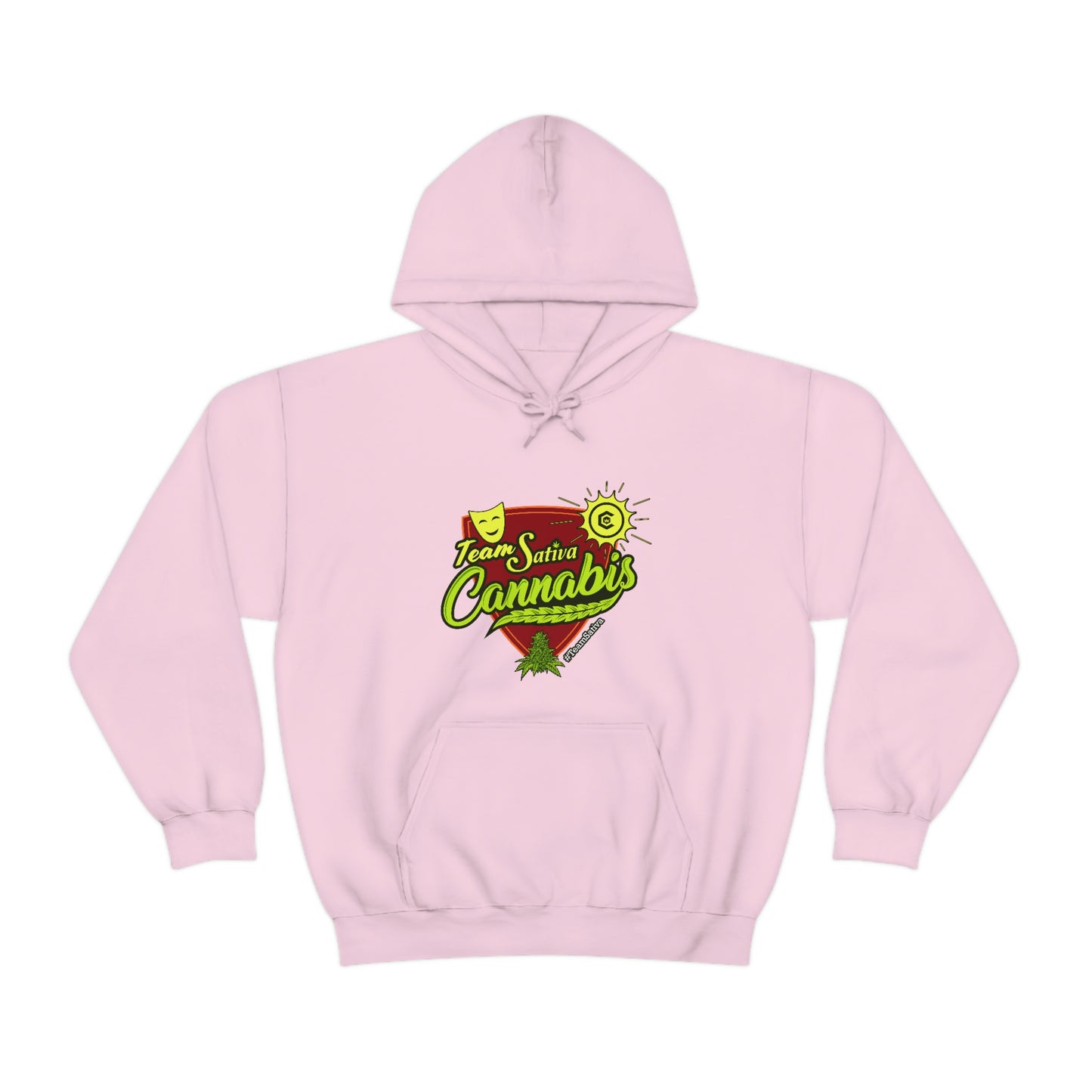 a pink hooded Team Sativa Stoner Sweatshirt with the word grandma on it.