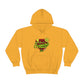 A yellow hooded sweatshirt with the word Team Sativa Stoner Sweatshirt on it.