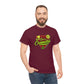 a man wearing a maroon t-shirt that says, I love Team Cannabis Sativa Shirt.