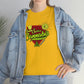 a woman wearing a yellow Team Cannabis Sativa Shirt