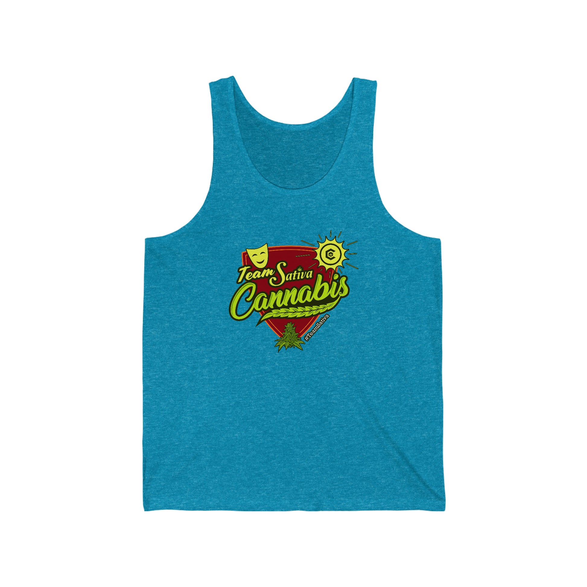a Team Sativa Cannabis Jersey Tank with the words, i'm a cannibal.