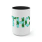 a Turquoise THC Tea Mug with the word thc on it.
