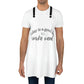 A man wearing the Today is a Good Day to Smoke Weed Chef's Apron with black and white letters and black shoulder straps