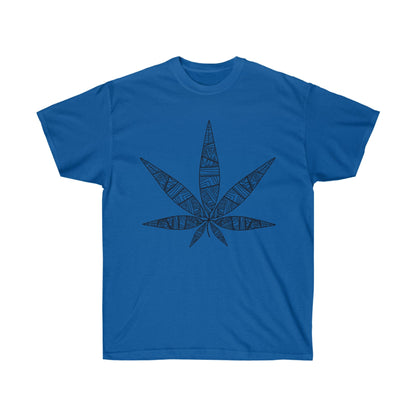 A Tribal Marijuana Leaf Tee with a marijuana leaf on it.