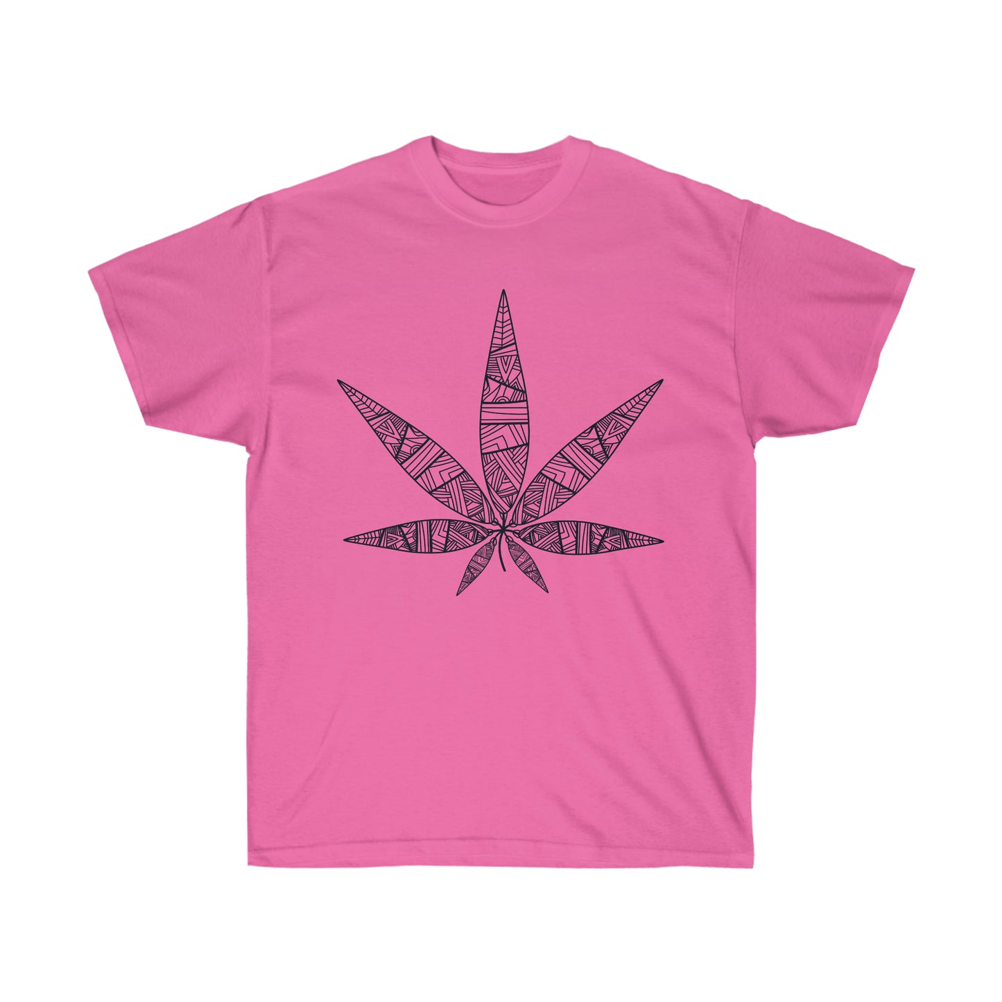 a pink Tribal Marijuana Leaf Tee.