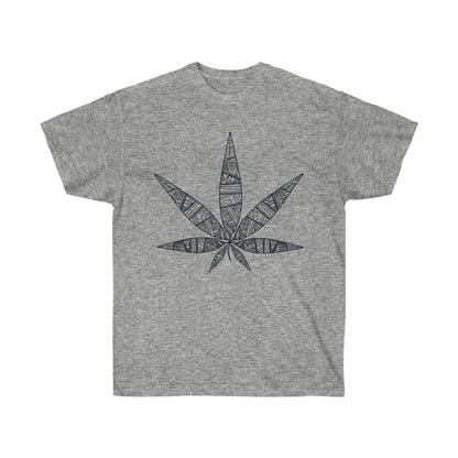 a gray Tribal Marijuana Leaf Tee.