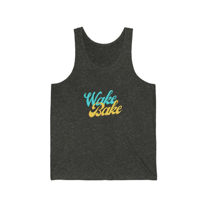 Grey Wake and Bake Cannabis Jersey Tank Top