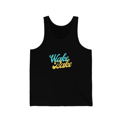 Black Wake and Bake Cannabis Jersey Tank Top