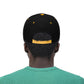 The back of the Warm Cannabis Paradise Snapback Hat in the yellow and black color scheme