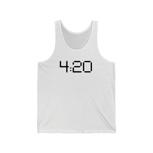 a white tank top with the word 420 printed on it, belonging to the 420 shirts collection	
