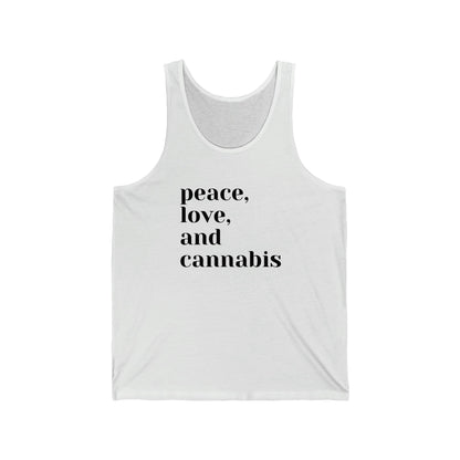 White Peace, Love, and Cannabis Jersey Tank