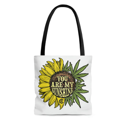 Nice green and yellow You Are My Sunshine Marijuana Tote Bag